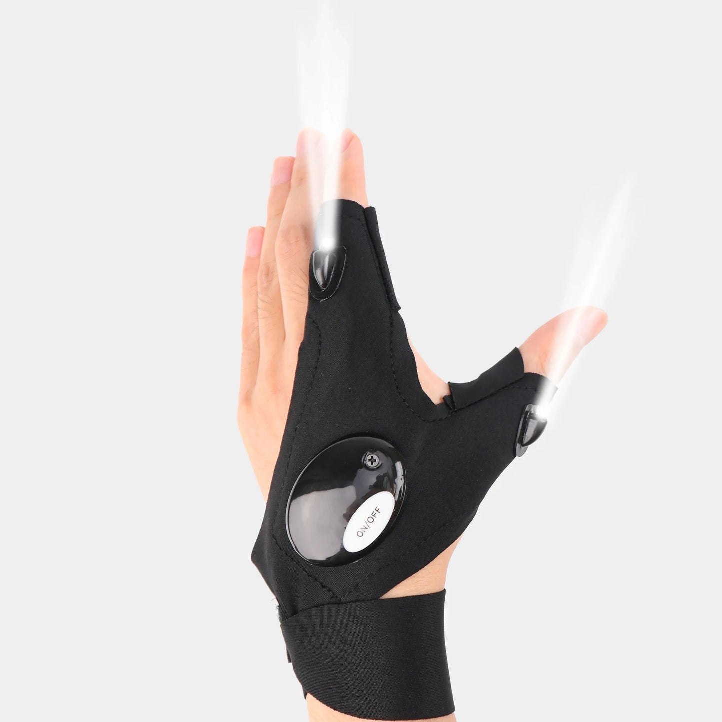 LED Half Finger Glove for Men Women with Flashlight