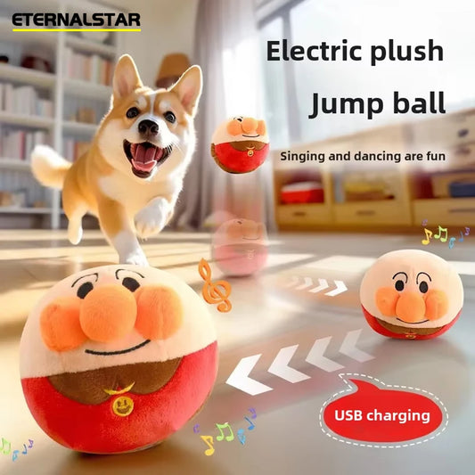 The Ultimate Clown Cartoon Dog Toy for Training & Play - Interactive USB Rechargeable Plush Jumping Ball